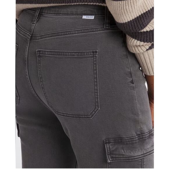 Daze Go Getter Cargo Jeans Roadtrip Grey Size 27 High Rise Flare Y2K Streetwear - Picture 2 of 15